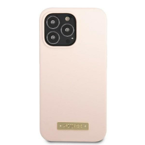 Оригинален гръб GUESS Silicone Logo Plate MagSafe GUHMP13XSPLP - iPhone 13 Pro Max розов - Img 3