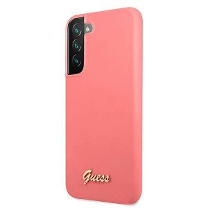 Оригинален гръб GUESS Silicone Script Metal Logo GUHCS22MLSLMGFU - Samsung Galaxy S22+ циклама - Img 2