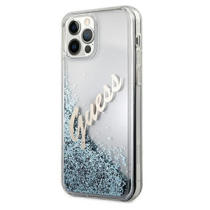 Оригинален гръб GUESS Silicone Vintage Gold Logo GUHCP12LGLVSBL - iPhone 12 Pro Max син - Img 2
