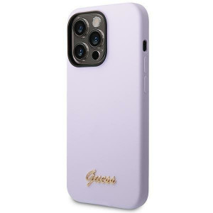 Оригинален гръб GUESS Silicone Vintage Gold Logo GUHCP14XSLSMU - iPhone 14 Pro Max лилав - Img 2