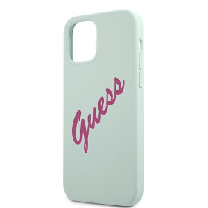 Оригинален гръб GUESS Silicone Vintage Script GUHCP12LLSVSBF - iPhone 12 Pro Max син - Img 6