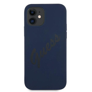 Оригинален гръб GUESS Silicone Vintage Script GUHCP12SLSVSBL - iPhone 12 mini син - Img 3
