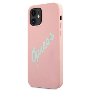 Оригинален гръб GUESS Silicone Vintage Script GUHCP12SLSVSPG - iPhone 12 mini розов - Img 2