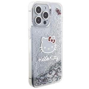 Оригинален гръб Hello Kitty Liquid Glitter Charms Kitty Head - iPhone 15 Pro Max сребрист - Img 4