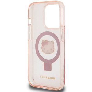 Оригинален гръб Hello Kitty Ring Stand Glitter Electrop Logo MagSafe - iPhone 15 Pro розов - Img 7