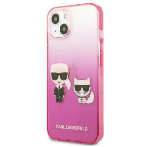Оригинален гръб KARL LAGERFELD Gradient Ikonik Karl & Choupette KLHCP13STGKCP - iPhone 13 mini розов - Img 2