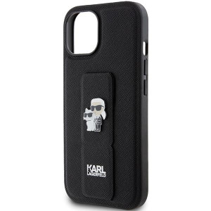 Оригинален гръб KARL LAGERFELD Gripstand Saffiano Karl & Choupette Pins - iPhone 15 Plus / 14 Plus черен - Img 6