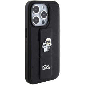 Оригинален гръб KARL LAGERFELD Gripstand Saffiano Karl & Choupette Pins - iPhone 15 Pro Max черен - Img 5