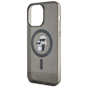 Оригинален гръб KARL LAGERFELD Karl & Choupette Glitter MagSafe - iPhone 15 Pro Max черен - Img 6