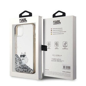Оригинален гръб KARL LAGERFELD Liquid Glitter Choupette - iPhone 11 прозрачен - Img 8