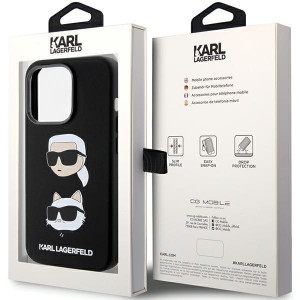 Оригинален гръб KARL LAGERFELD Silicone Karl & Choupette Head - iPhone 15 Pro Max черен - Img 8