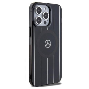 Оригинален гръб MERCEDES Double Layer Crossed Lines MagSafe - iPhone 15 Pro черен - Img 4