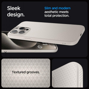 Оригинален гръб SPIGEN Liquid Air - iPhone 15 Pro natural titanium - Img 3