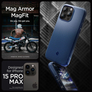 Оригинален гръб SPIGEN Mag Armor MagSafe - iPhone 15 Pro Max тъмносин - Img 9