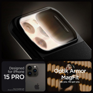Оригинален гръб SPIGEN Optik Armor MagSafe - iPhone 15 Pro черен - Img 13