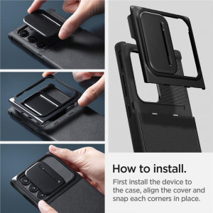 Оригинален гръб SPIGEN Optik Armor - Samsung Galaxy S22 Ultra черен - Img 13