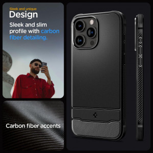 Оригинален гръб SPIGEN Rugged Armor MagSafe - iPhone 15 Pro Max черен мат - Img 11
