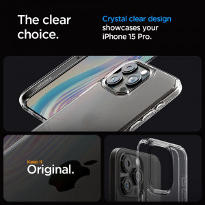 Оригинален гръб SPIGEN Ultra Hybrid - iPhone 15 Pro Frost Clear - Img 11