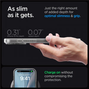 Оригинален гръб SPIGEN Ultra Hybrid MagSafe - iPhone 15 Pro Frost Black - Img 20