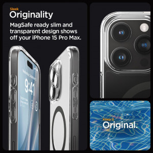 Оригинален гръб SPIGEN Ultra Hybrid MagSafe - iPhone 15 Pro Max графит - Img 11
