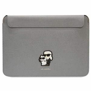 Оригинален калъф за лаптоп KARL LAGERFELD Saffiano Karl&Choupette KLCS14SAKCPMG 14" сребрист - Img 1