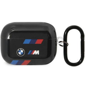Оригинален калъф за слушалки BMW Tricolor Stripes BMAP222SOTK - AirPods Pro 2 черен - Img 1