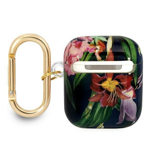 Оригинален калъф за слушалки GUESS Flower Strap GUA2HHFLB - AirPods 1 / 2 син - Img 2