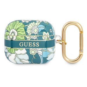 Оригинален калъф за слушалки GUESS Flower Strap GUA3HHFLN - AirPods 3 зелен - Img 1