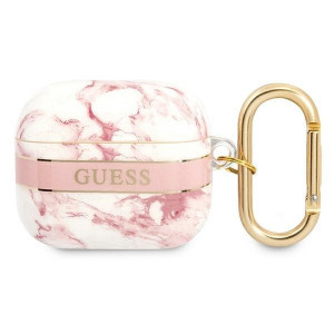 Оригинален калъф за слушалки GUESS Marble Strap GUA3HCHMAP - AirPods 3 розов - Img 1
