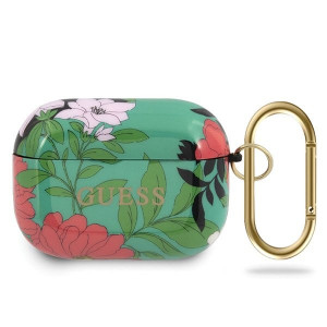 Оригинален калъф за слушалки GUESS N.1 FlowerGUACAPTPUBKFL01 N.1 Flower - AirPods Pro зелен - Img 1