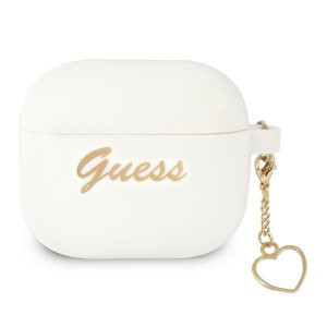 Оригинален калъф за слушалки GUESS Silicone Charm GUA3LSCHSH - AirPods 3 бял - Img 1