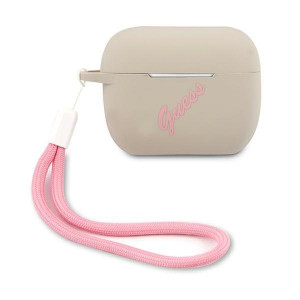 Оригинален калъф за слушалки GUESS Silicone Vintage GUACAPLSVSGP AirPods Pro сив / розов - Img 1