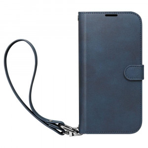 Оригинален калъф тип книга с каишка SPIGEN Wallet S - iPhone 15 Pro тъмносин - Img 2