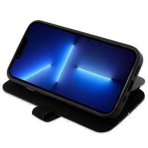 Оригинален калъф тип книга BMW Leather Stamp Blue Lines BMBKP14L22RVSK - iPhone 14 Pro черен - Img 5