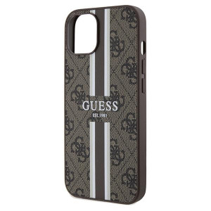 Оригинален калъф тип книга GUESS 4G Printed Stripes MagSafe - iPhone 13 / 14 / 15 кафяв - Img 6