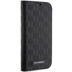 Оригинален калъф тип книга KARL LAGERFELD Saffiano Monogram KLBKP14LSAKLHPK - iPhone 14 Pro черен - Img 5