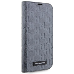 Оригинален калъф тип книга KARL LAGERFELD Saffiano Monogram KLBKP14LSAKLHPG - iPhone 14 Pro сребрист - Img 5