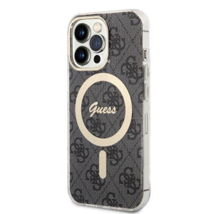 Оригинален комплект GUESS 4G Print (гръб + зарядно) MagSafe GUBPP13LH4EACSK - iPhone 13 Pro черен - Img 2
