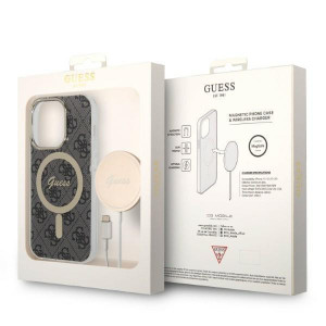 Оригинален комплект GUESS 4G Print (гръб + зарядно) MagSafe GUBPP14LH4EACSK - iPhone 14 Pro черен - Img 10