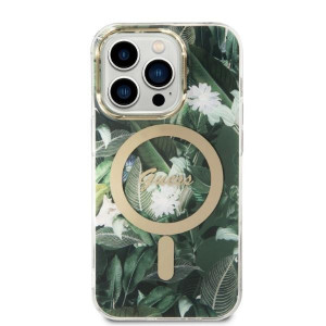 Оригинален комплект GUESS Jungle (гръб + зарядно) MagSafe GUBPP14LHJEACSA - iPhone 14 Pro зелен - Img 3