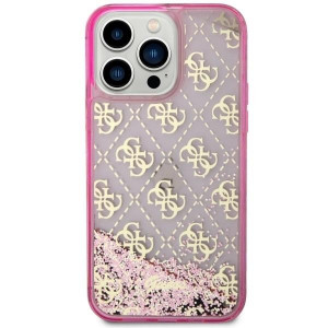Оригинален полупрозрачен гръб GUESS 4G Liquid Glitter GUHCP14LLC4PSGP - iPhone 14 Pro розов - Img 3