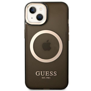 Оригинален полупрозрачен твърд гръб GUESS Gold Outline MagSafe GUHMP14SHTCMK - iPhone 14 черен - Img 3