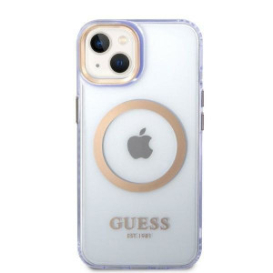 Оригинален полупрозрачен твърд гръб GUESS Gold Outline MagSafe GUHMP14SHTCMU - iPhone 14 лилав - Img 3