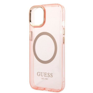 Оригинален полупрозрачен твърд гръб GUESS Gold Outline MagSafe GUHMP14SHTCMP - iPhone 14 розов - Img 6