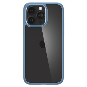 Оригинален прозрачен гръб с цветна рамка SPIGEN Crystal Hybrid - iPhone 15 Pro Max sierra blue - Img 9
