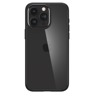 Оригинален прозрачен гръб с цветна рамка SPIGEN Crystal Hybrid - iPhone 15 Pro черен мат - Img 6