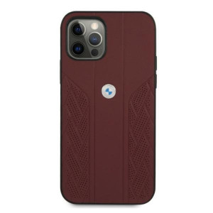 Оригинален твърд гръб от еко кожа BMW Leather Curve Perforate BMHCP12MRSPPR - iPhone 12 / 12 Pro червен - Img 3