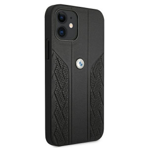 Оригинален твърд гръб от еко кожа BMW Leather Curve Perforate BMHCP12SRSPPK - iPhone 12 mini черен - Img 4