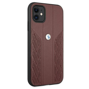 Оригинален твърд гръб от еко кожа BMW Leather Curve Perforate BMHCN61RSPPR - iPhone 11 червен - Img 4