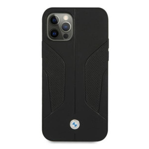 Оригинален твърд гръб от естествена кожа BMW Leather Perforate Sides BMHCP12LRSCSK - iPhone 12 Pro Max черен - Img 3